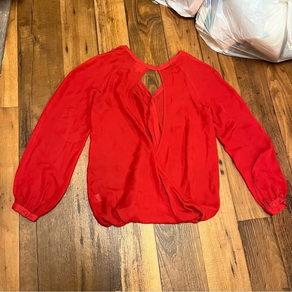 Parker Mae Red Silk Wrap Effect Top XS S1 - Picture 4 of 7